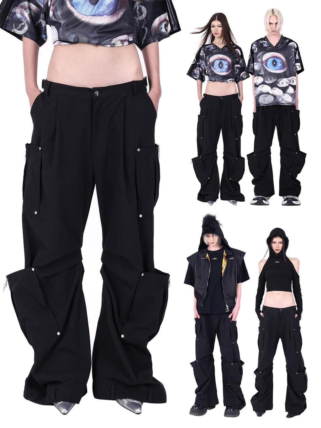 PINKSPINK Structured Pocket Low Rise Adjustable Waist Zip Women's Flare Pants