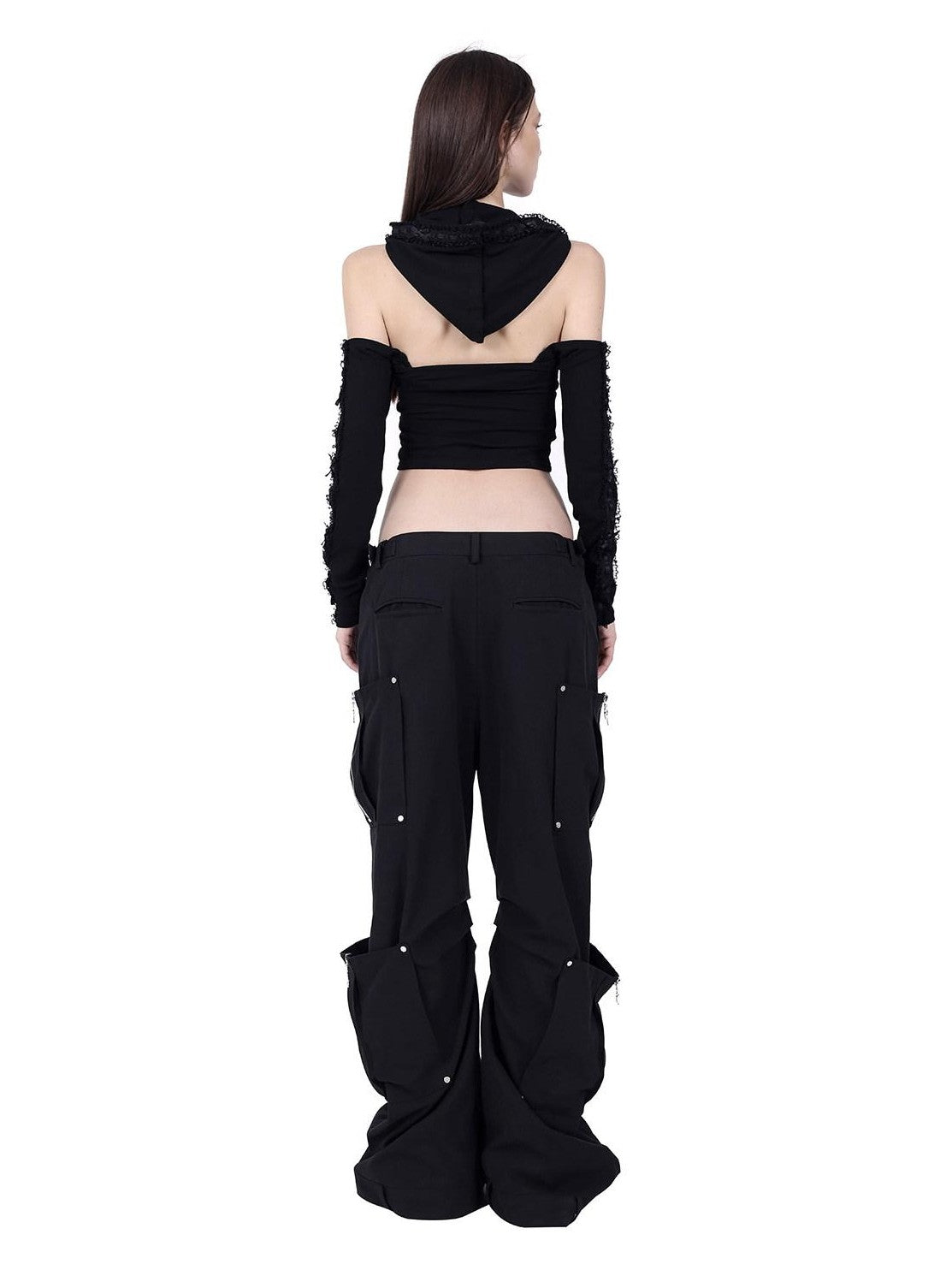 PINKSPINK Structured Pocket Low Rise Adjustable Waist Zip Women's Flare Pants