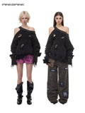 PINKSPINK Studded Distressed Beaded Women's Acrylic Off-shoulder Sweaters