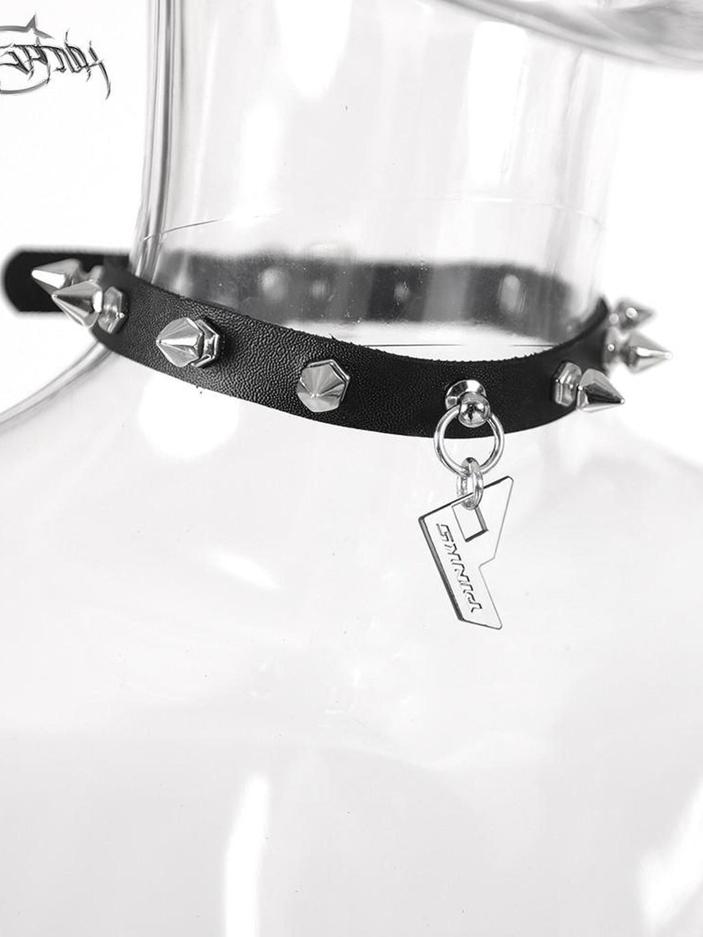 PINKSPINK Studded Punk Rock Electric Moon Pendant Women's Leather Necklaces
