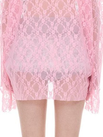 PINKSPINK Thorn Cat Print Lace Distressed Oversized Women's Cotton Long Sleeve T-shirts