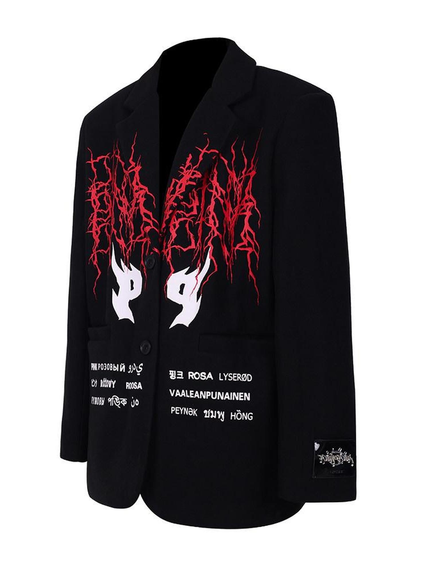 PINKSPINK Thorn Layered Structured Print Padded Shoulder Women's Quilted Wool Blazers