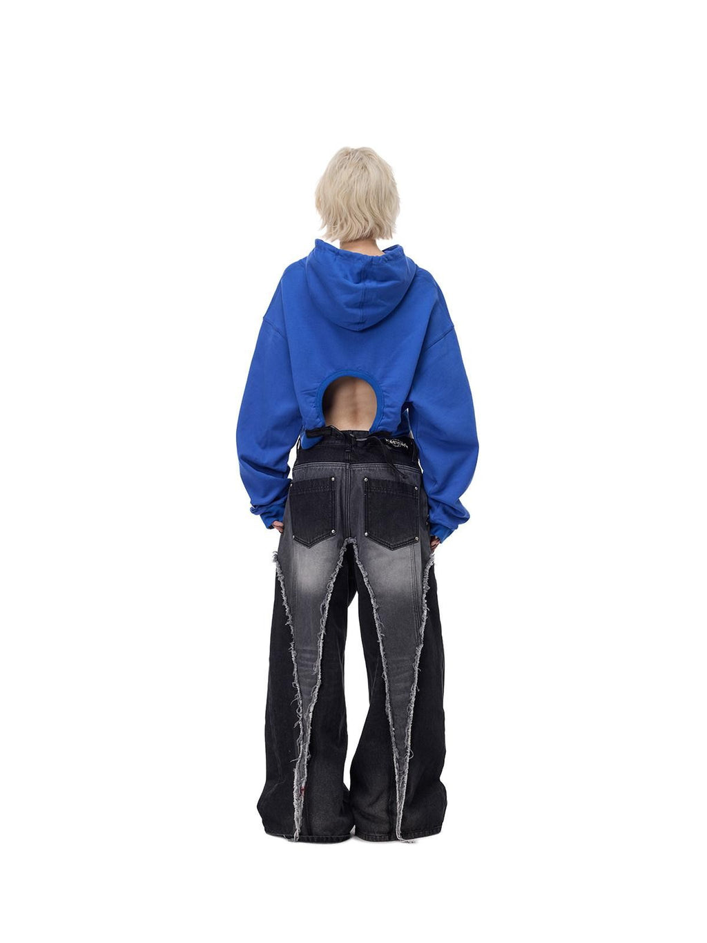 PINKSPINK Thorn Print Backless Cropped Street Hooded Fleece Women's Hoodies