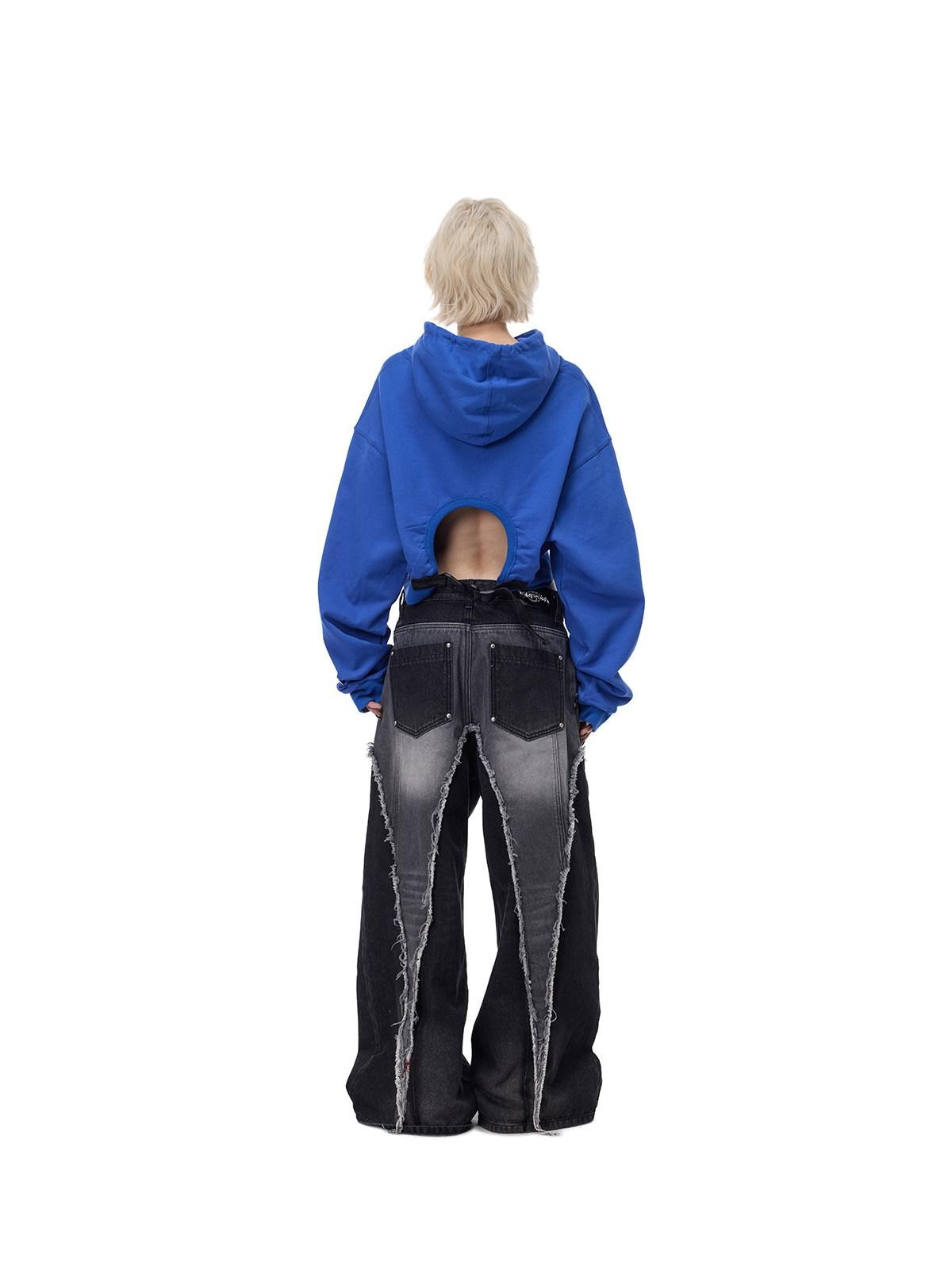 PINKSPINK Thorn Print Backless Cropped Street Hooded Fleece Women's Hoodies