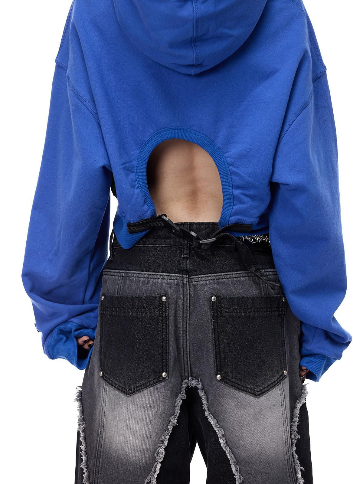 PINKSPINK Thorn Print Backless Cropped Street Hooded Fleece Women's Hoodies