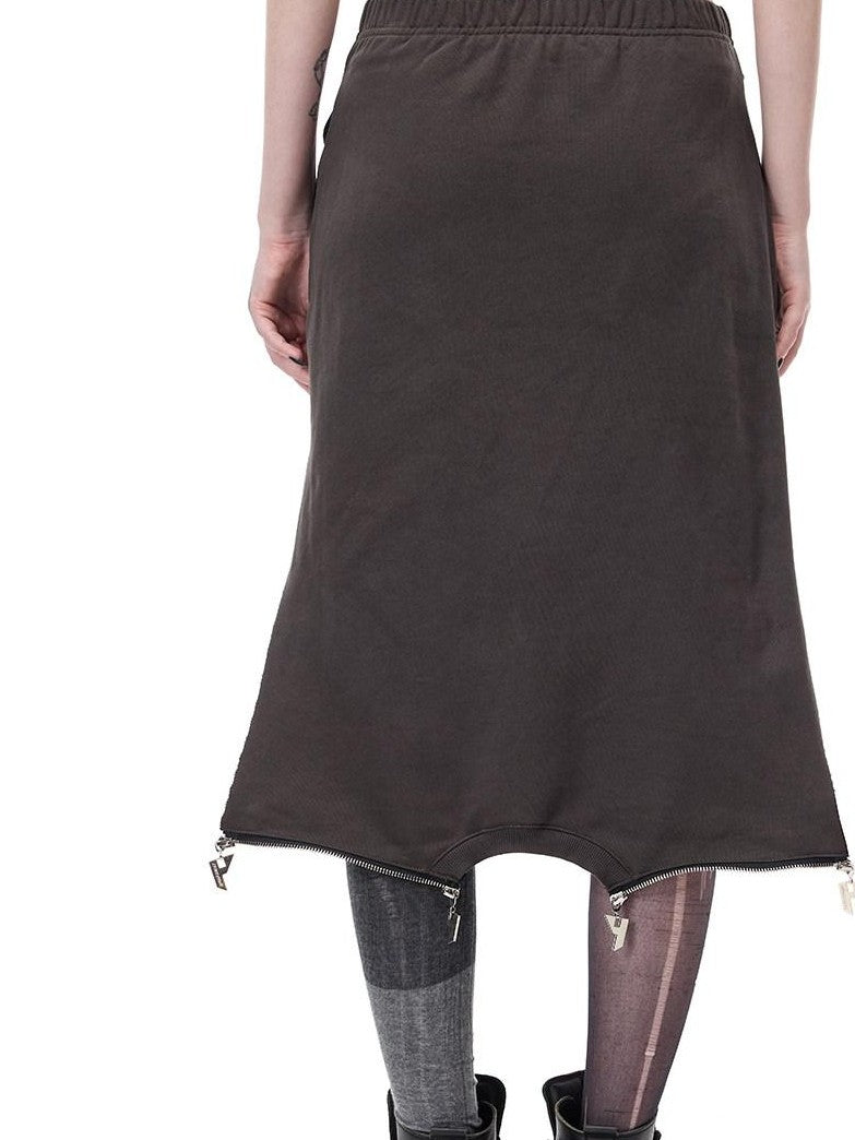 PINKSPINK Thorn Print Patchwork Embroidered Punk Rock Reworked Women's Cotton Midi Skirts