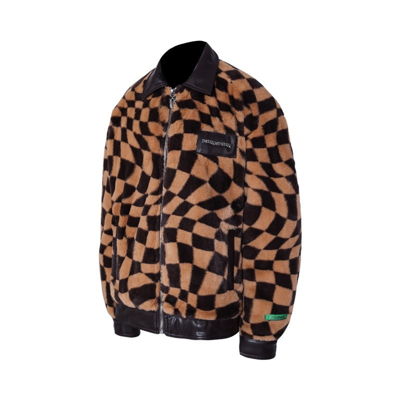 PINKSPINK_Twisted_Chessboard_Patchwork_Printed_Check_Women's_Plush_Padded_Fleece_Jackets_862984252841_MISSTT