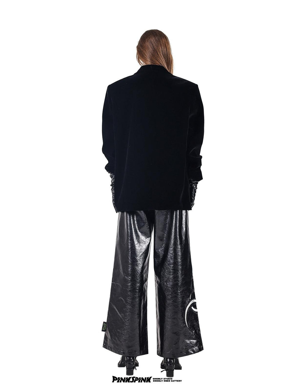 PINKSPINK Velvet Pearl Chain Padded Shoulders Oversized Women's Polyester Blazers