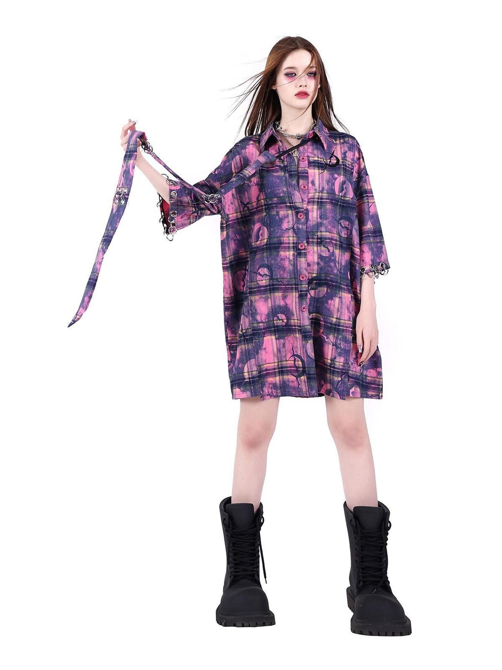 PINKSPINK Wasteland Pink Plaid Arrowhead Structural Connection Extra Long Women's Neckties
