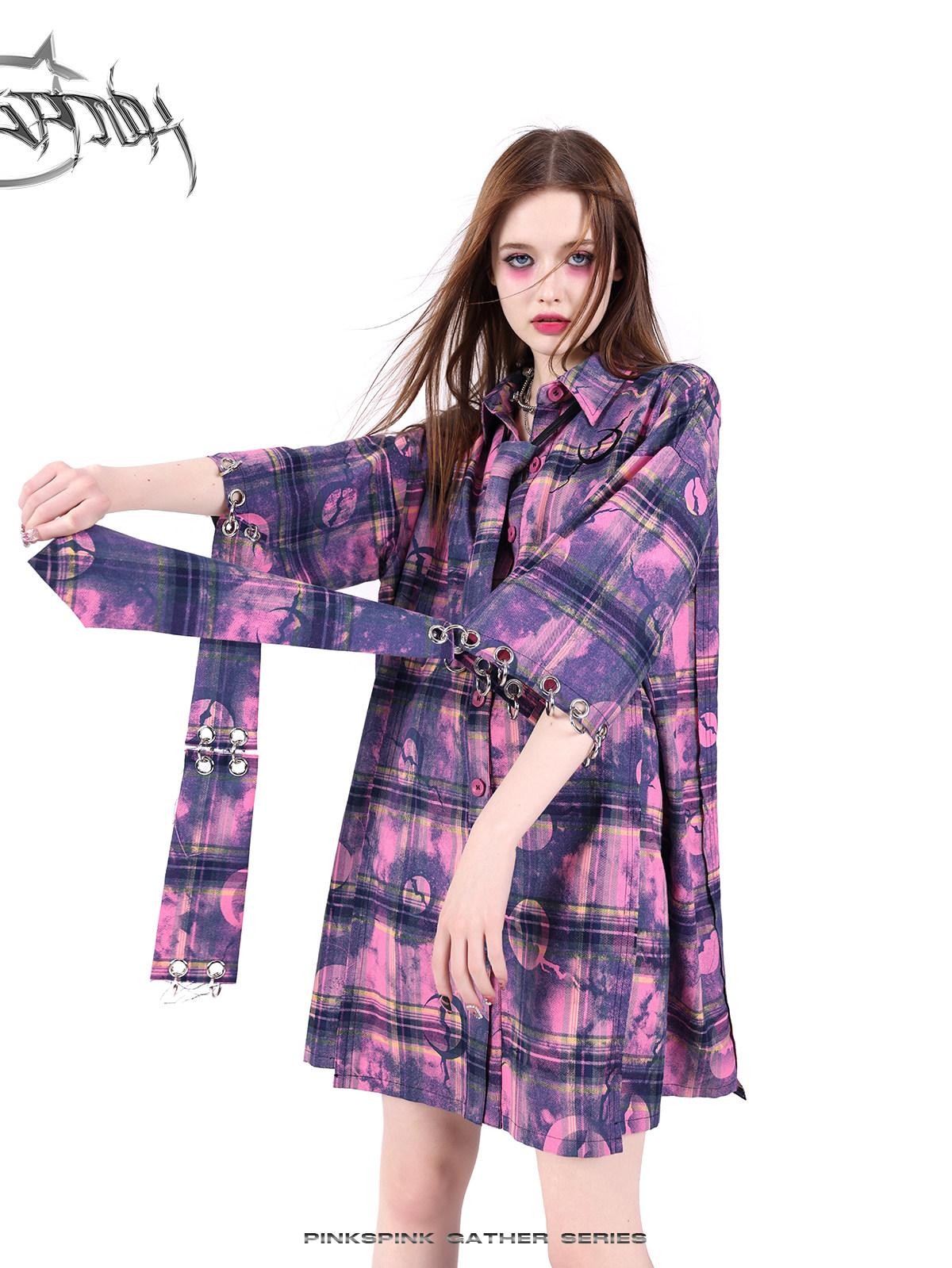 PINKSPINK Wasteland Pink Plaid Arrowhead Structural Connection Extra Long Women's Neckties
