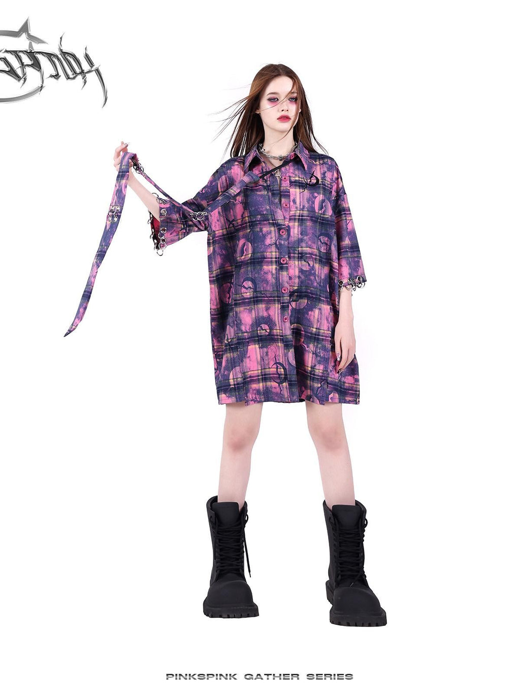 PINKSPINK Wasteland Pink Plaid Arrowhead Structural Connection Extra Long Women's Neckties