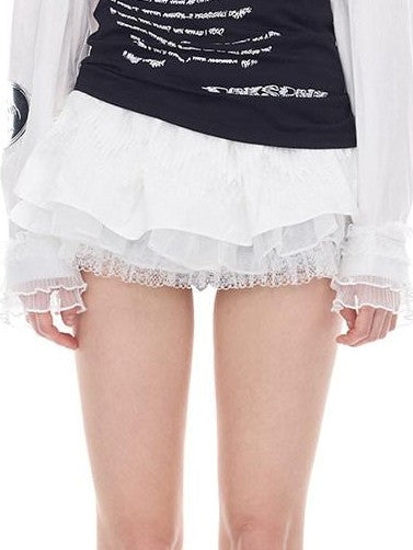 PINKSPINK White Lace Ruffle Polo Collar Button Long Sleeve Women's Sun Protection Shirts