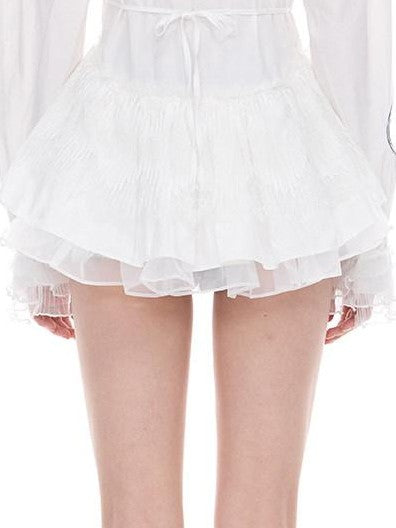 PINKSPINK White Lace Ruffle Polo Collar Button Long Sleeve Women's Sun Protection Shirts