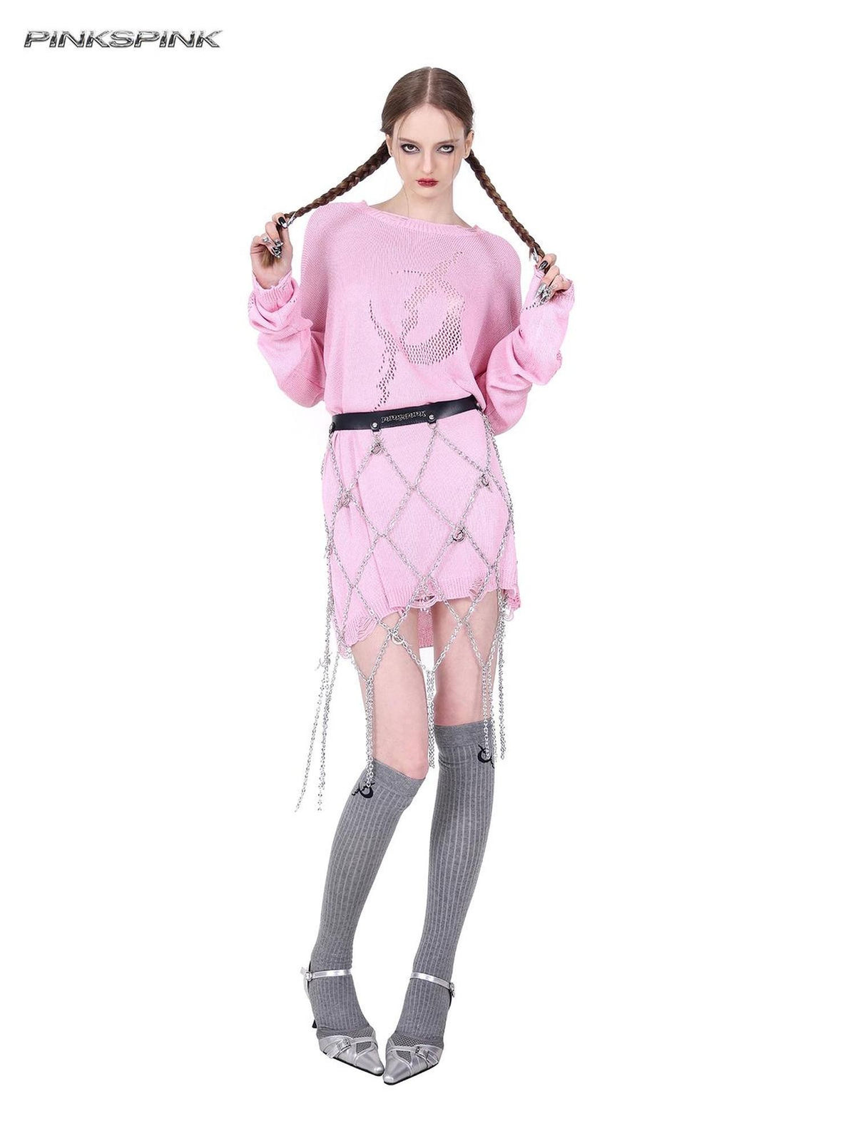 PINKSPINK Y2k 3d Alloy Chain Letter Fashion Women's Belts