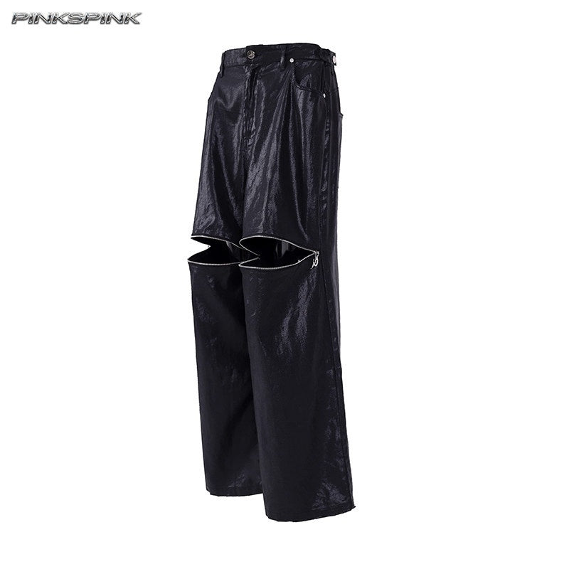PINKSPINK_Y2k_Metallic_Coated_Low_Waist_Zipper_Loose_Women's_Denim_Straight-leg_Pants_973437593275_MISSTT