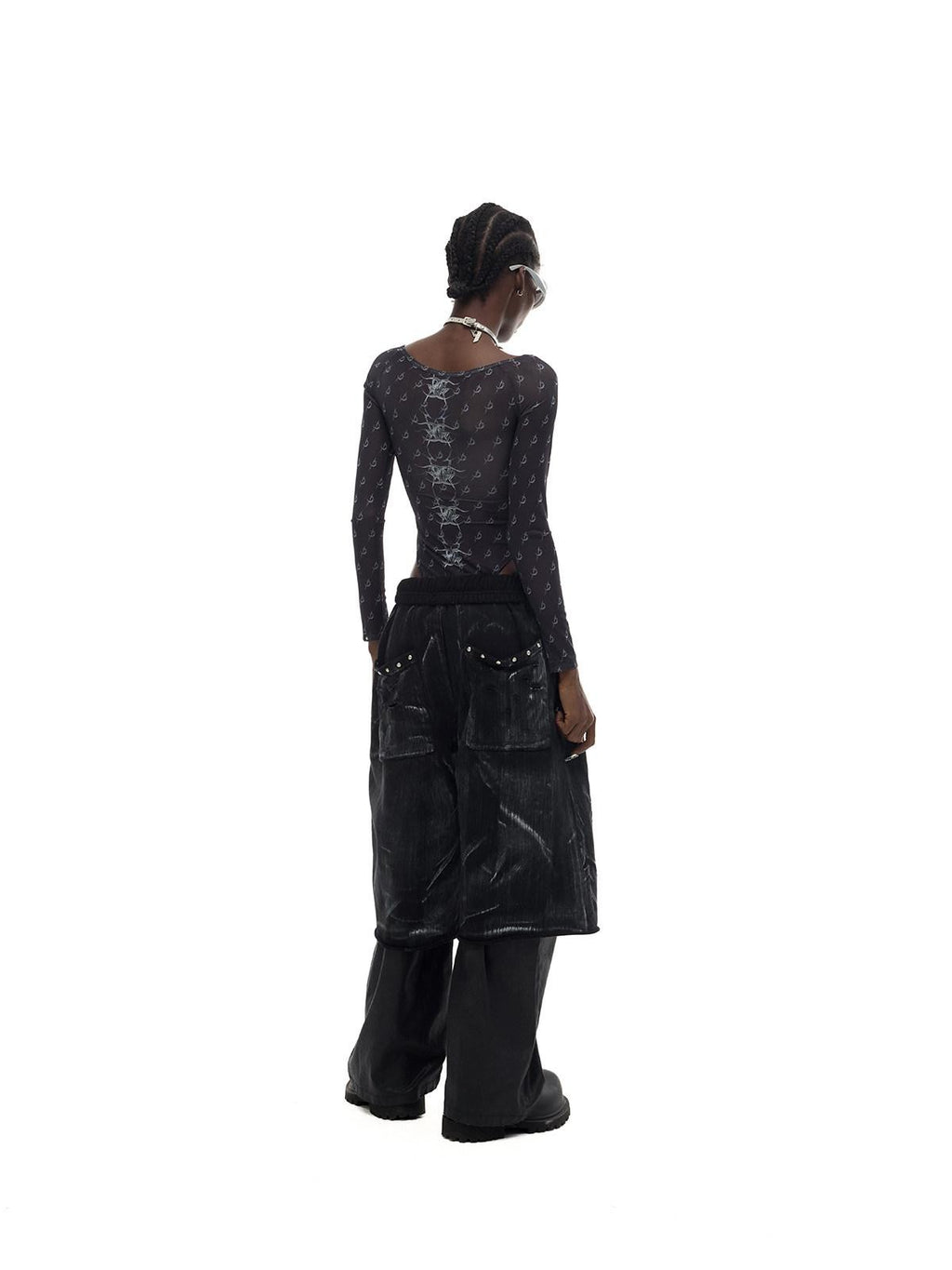 PINKSPINK Y2k Metallic Coated Low Waist Zipper Loose Women's Denim Straight-leg Pants