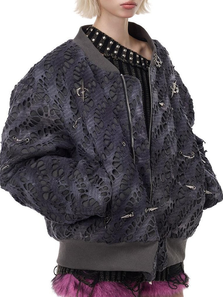 PINKSPINK Y2k Reconstructed Patchwork Studded Women's Cotton Puffer Jackets