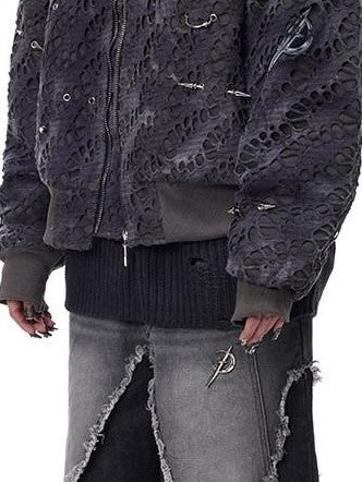 PINKSPINK Y2k Reconstructed Patchwork Studded Women's Cotton Puffer Jackets