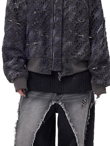 PINKSPINK Y2k Reconstructed Patchwork Studded Women's Cotton Puffer Jackets