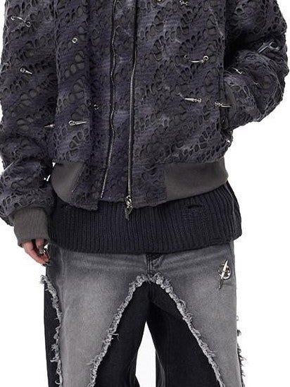 PINKSPINK Y2k Reconstructed Patchwork Studded Women's Cotton Puffer Jackets