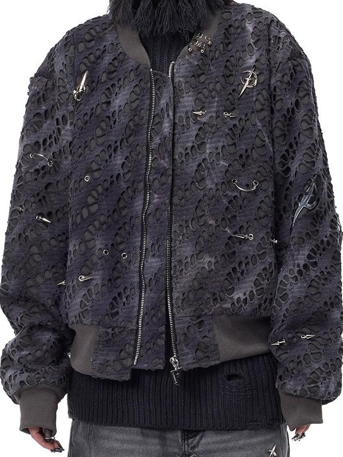 PINKSPINK Y2k Reconstructed Patchwork Studded Women's Cotton Puffer Jackets