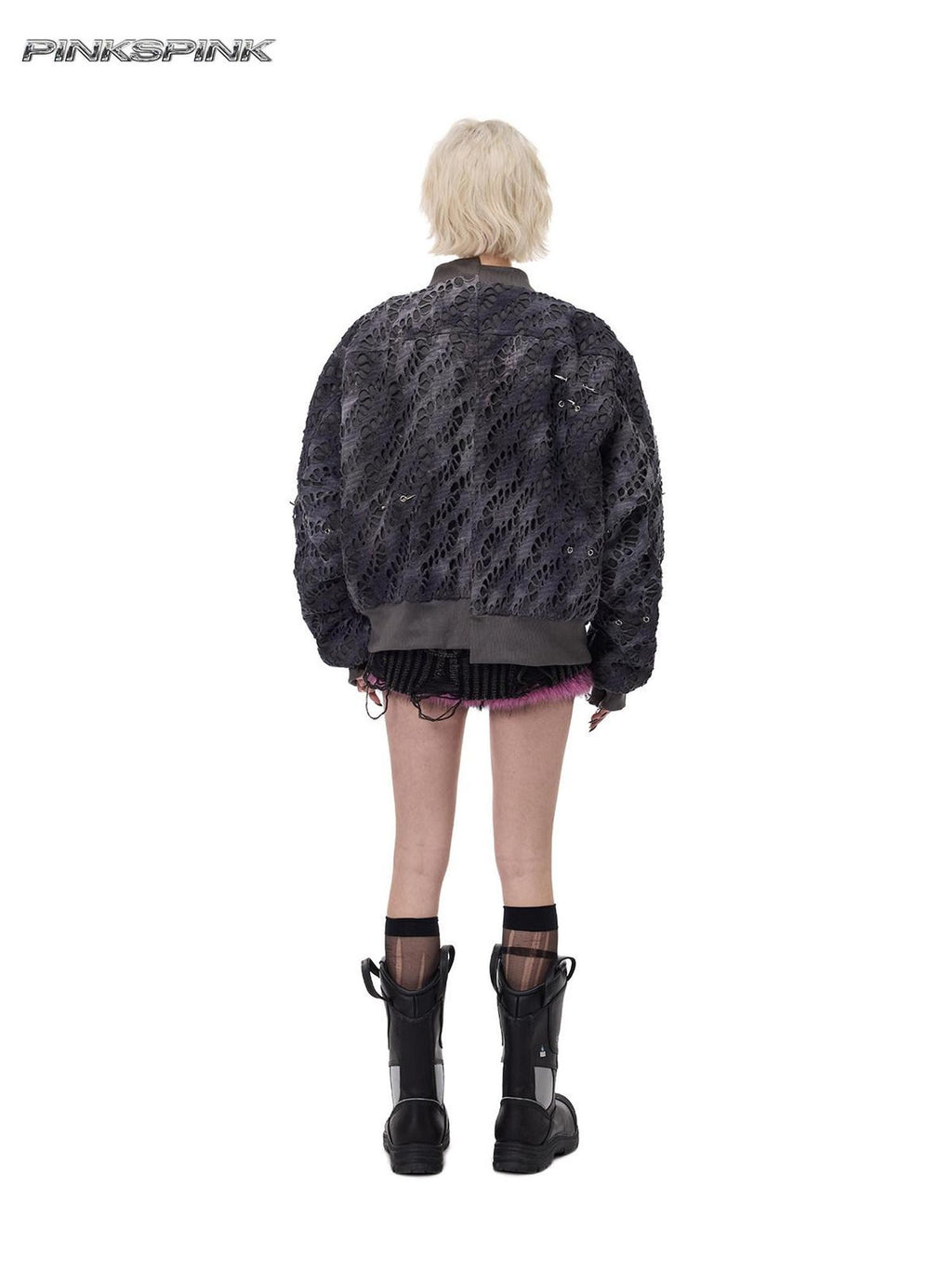 PINKSPINK Y2k Reconstructed Patchwork Studded Women's Cotton Puffer Jackets