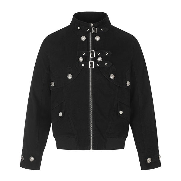 PoopyLii_Apricot_Utility_Strap_Button_Stand_Collar_Women's_Cotton_Cropped_Jackets_1066919795213_MISSTT