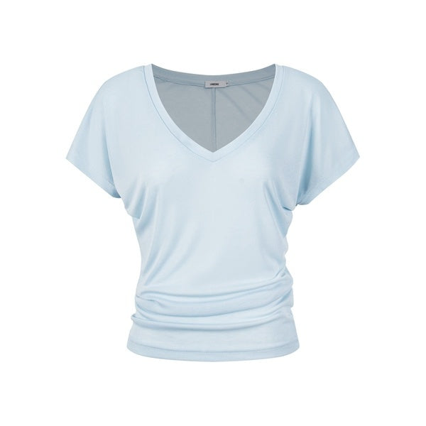 PoopyLii_Apricot_V-neck_Slim_Waist_Skin_Friendly_Women's_Short_Sleeve_T-shirts_1058023912582_MISSTT