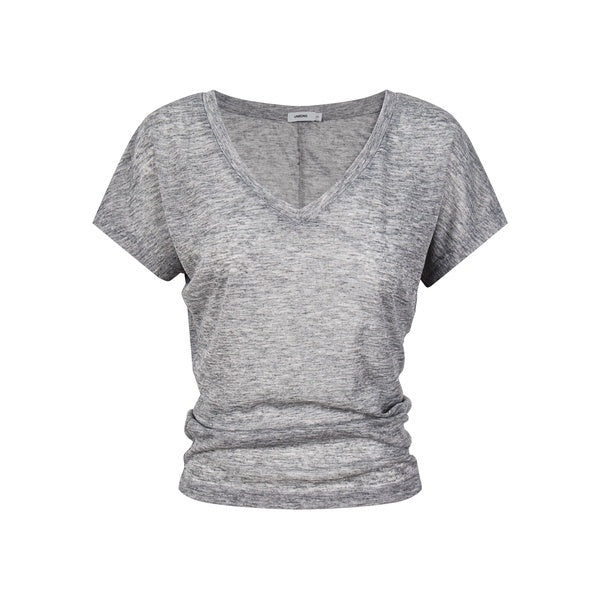 PoopyLii_Apricot_V-neck_Slim_Waist_Skin_Friendly_Women's_Short_Sleeve_T-shirts_1058023912582_MISSTT