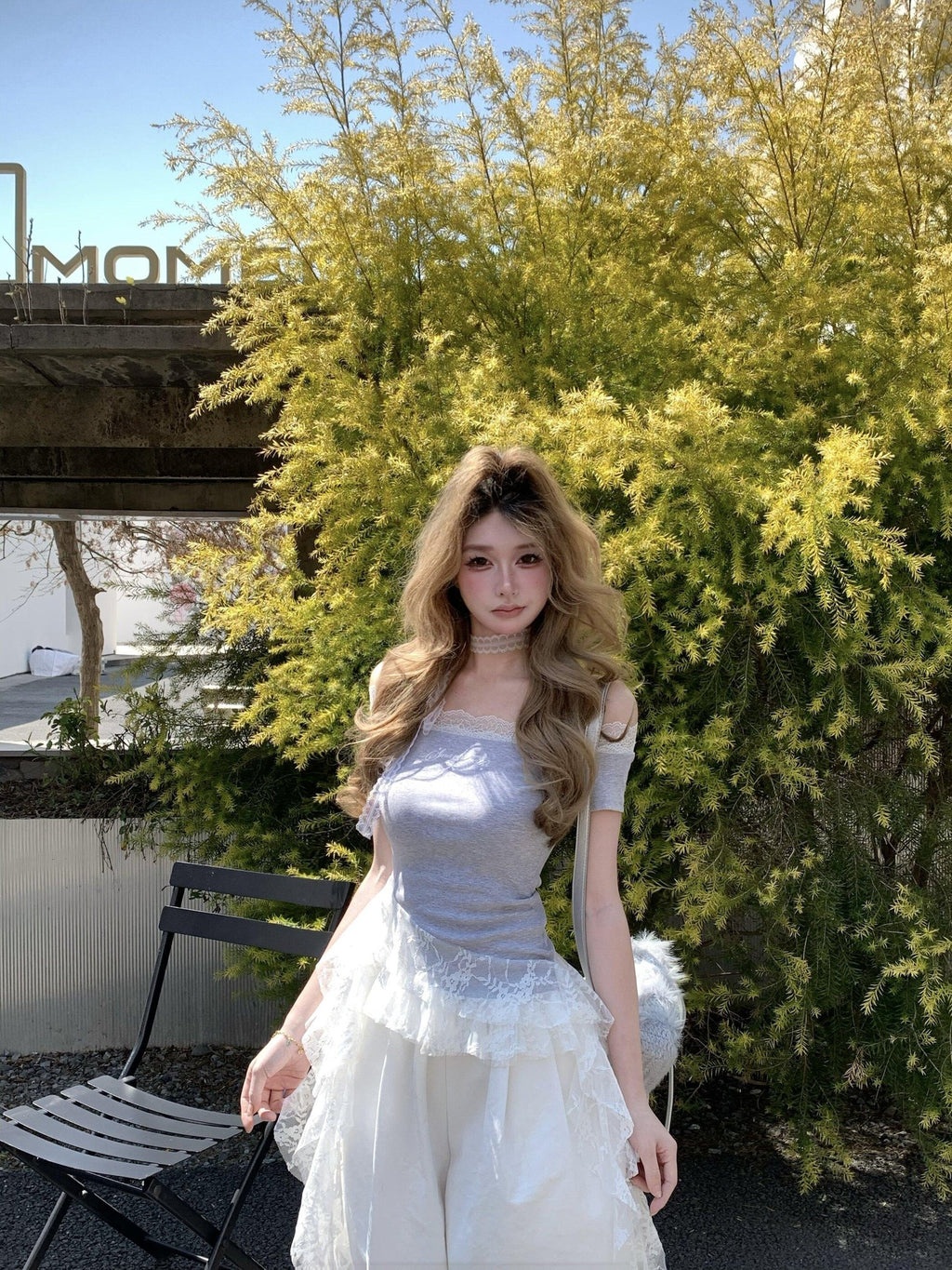 PoopyLii Ballet Bardot Short Sleeve Women's Lace Off-shoulder T-shirts