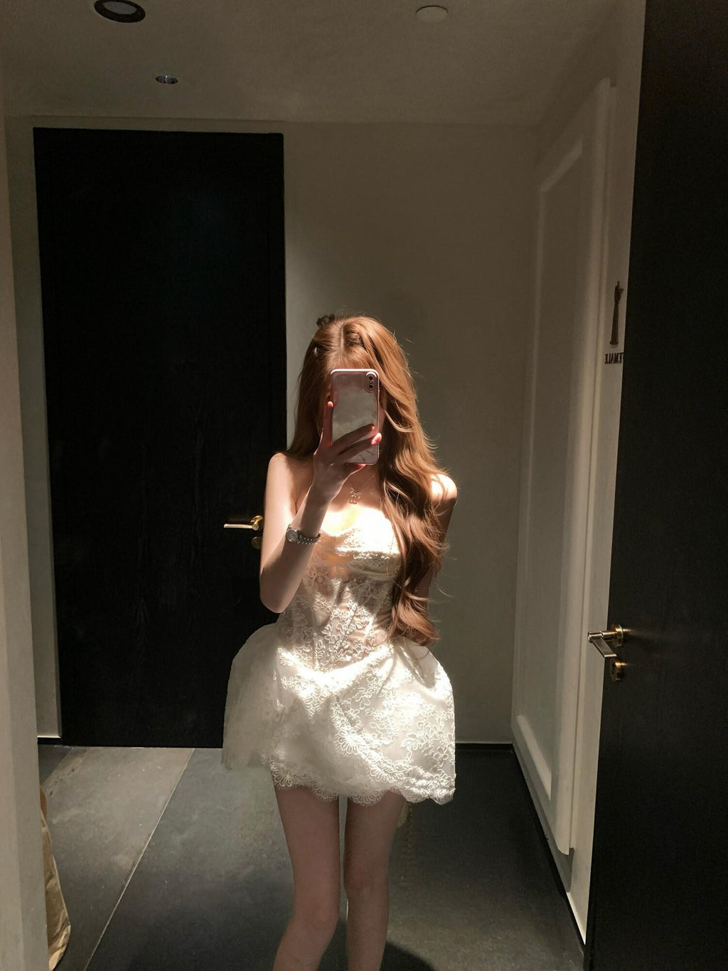 PoopyLii Black White Slim Fit Princess Tube Top Women's Tube Mini Dresses