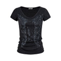 PoopyLii_Black_Wing_Distressed_Heat_Transfer_Women's_Slim_Fit_Short_Sleeve_T-shirts_1058020300939_MISSTT
