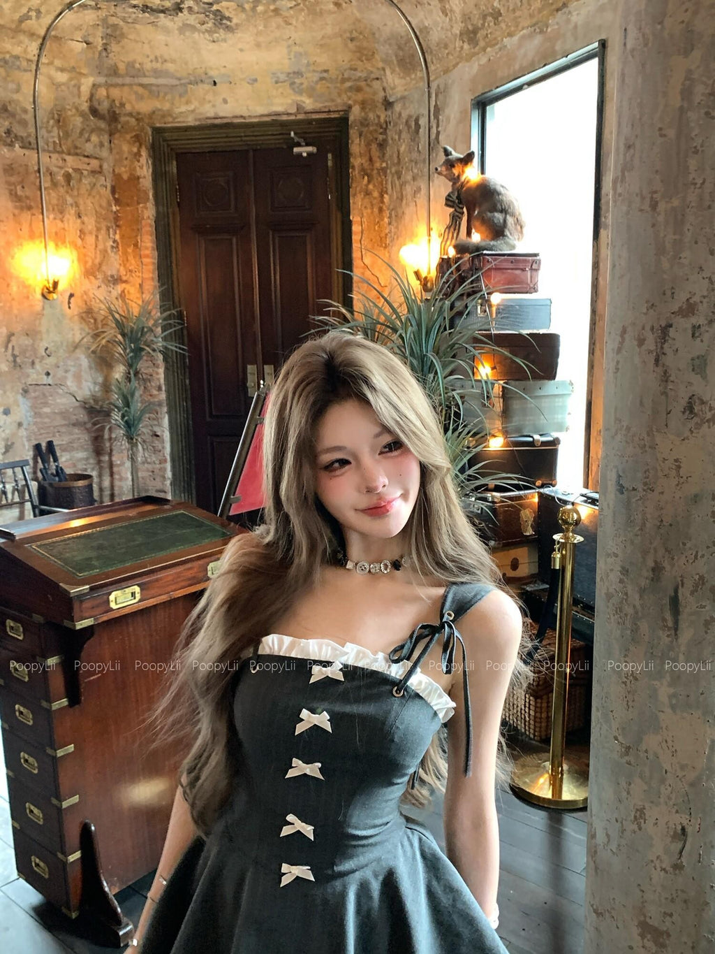 PoopyLii Chic Bandeau Spaghetti Strap Waist Cinching Puff Tulle Women's Tube Mini Dresses
