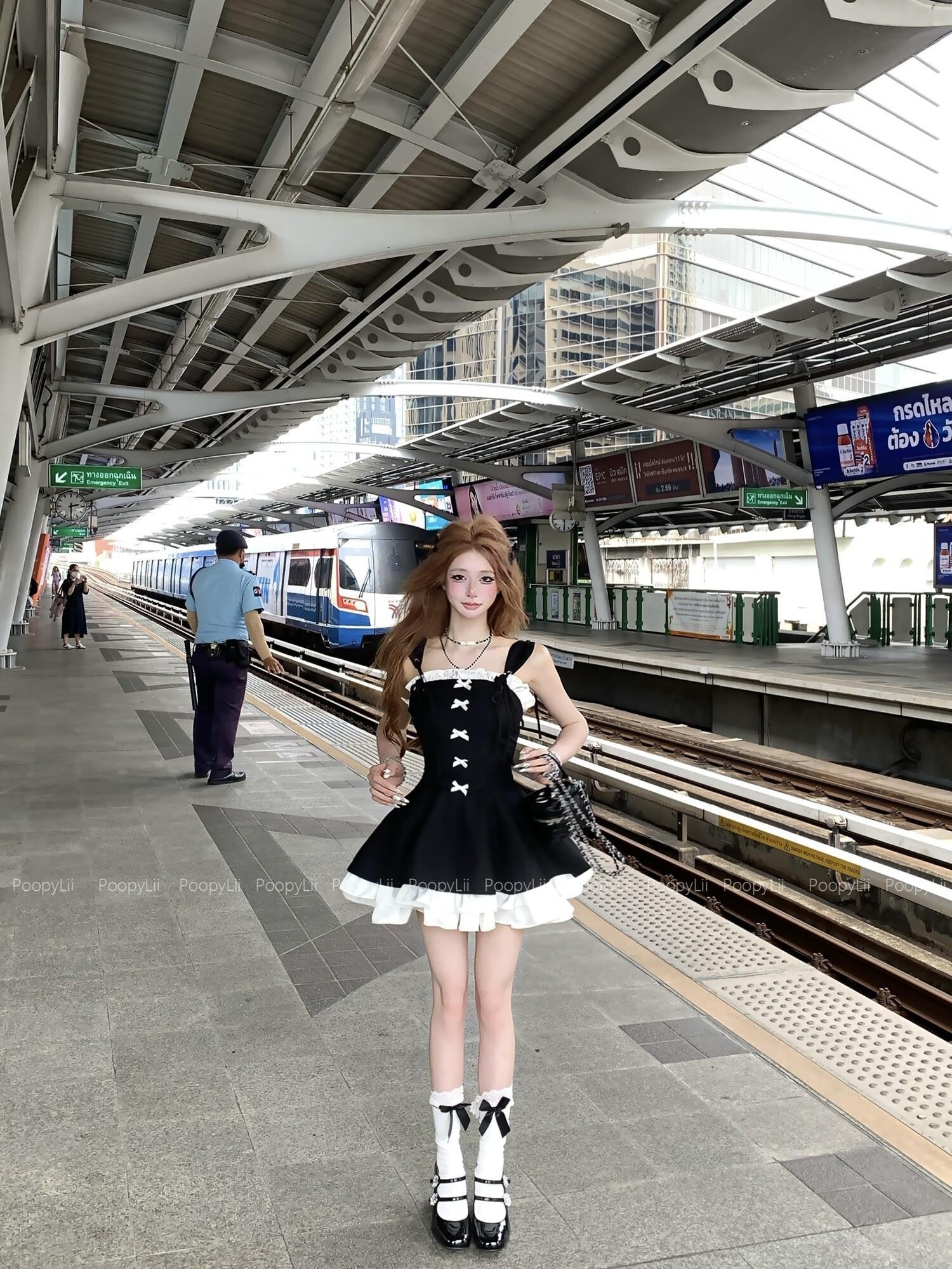 PoopyLii Chic Bandeau Spaghetti Strap Waist Cinching Puff Tulle Women's Tube Mini Dresses