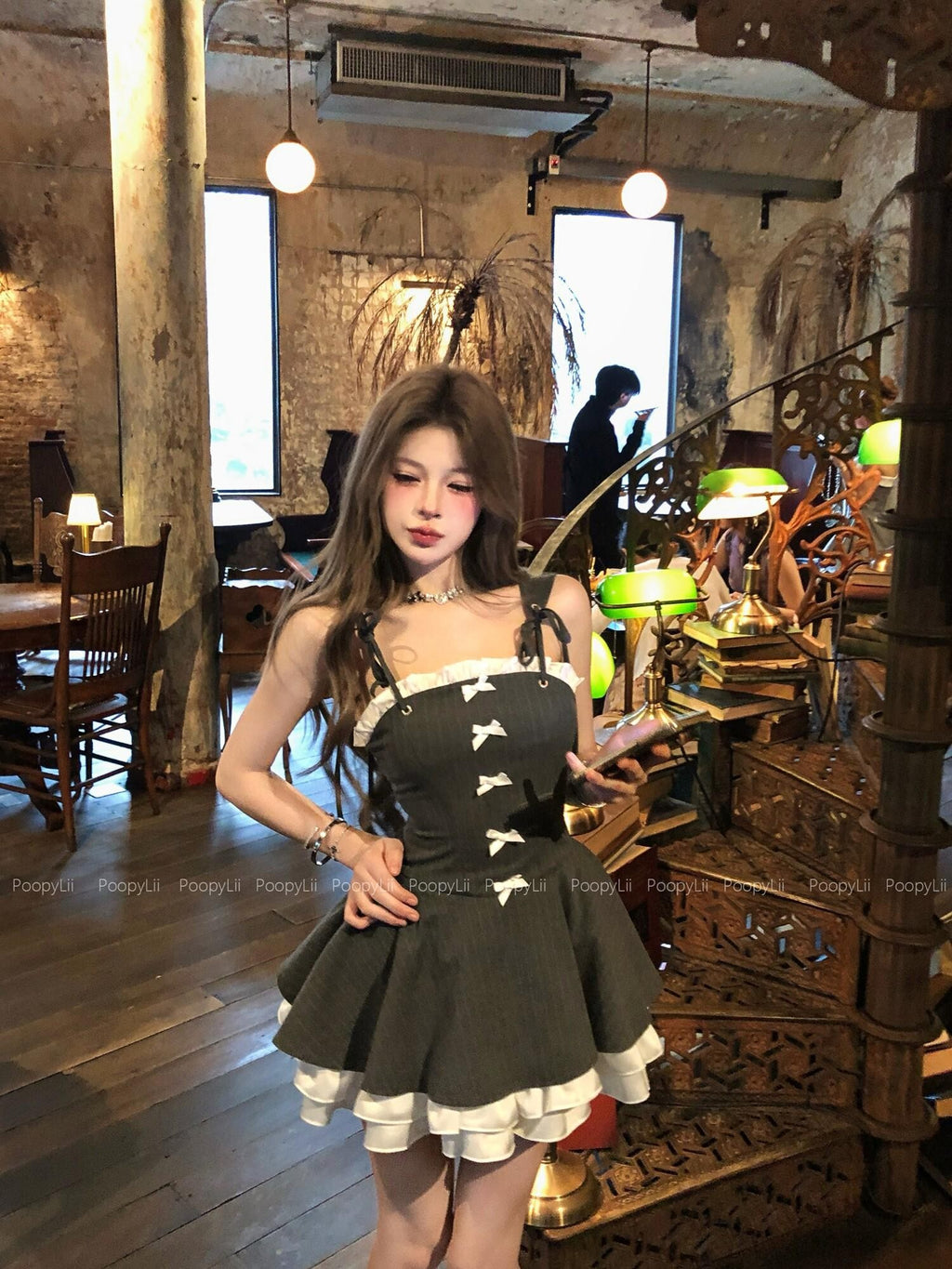 PoopyLii Chic Bandeau Spaghetti Strap Waist Cinching Puff Tulle Women's Tube Mini Dresses