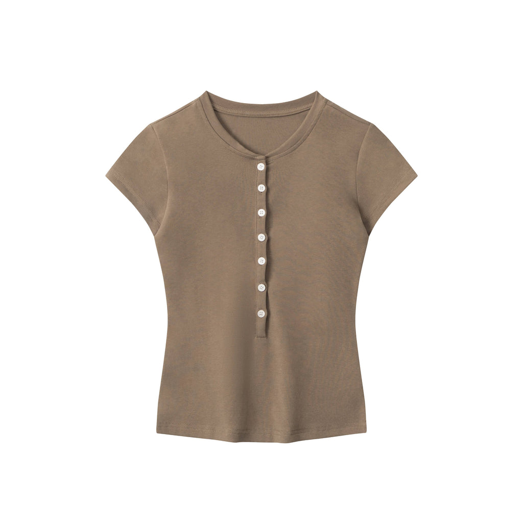 PoopyLii_Collegiate_Button_Front_Set_In_Shoulder_Cropped_Solid_Women's_Slim_T-shirts_898389421943_MISSTT