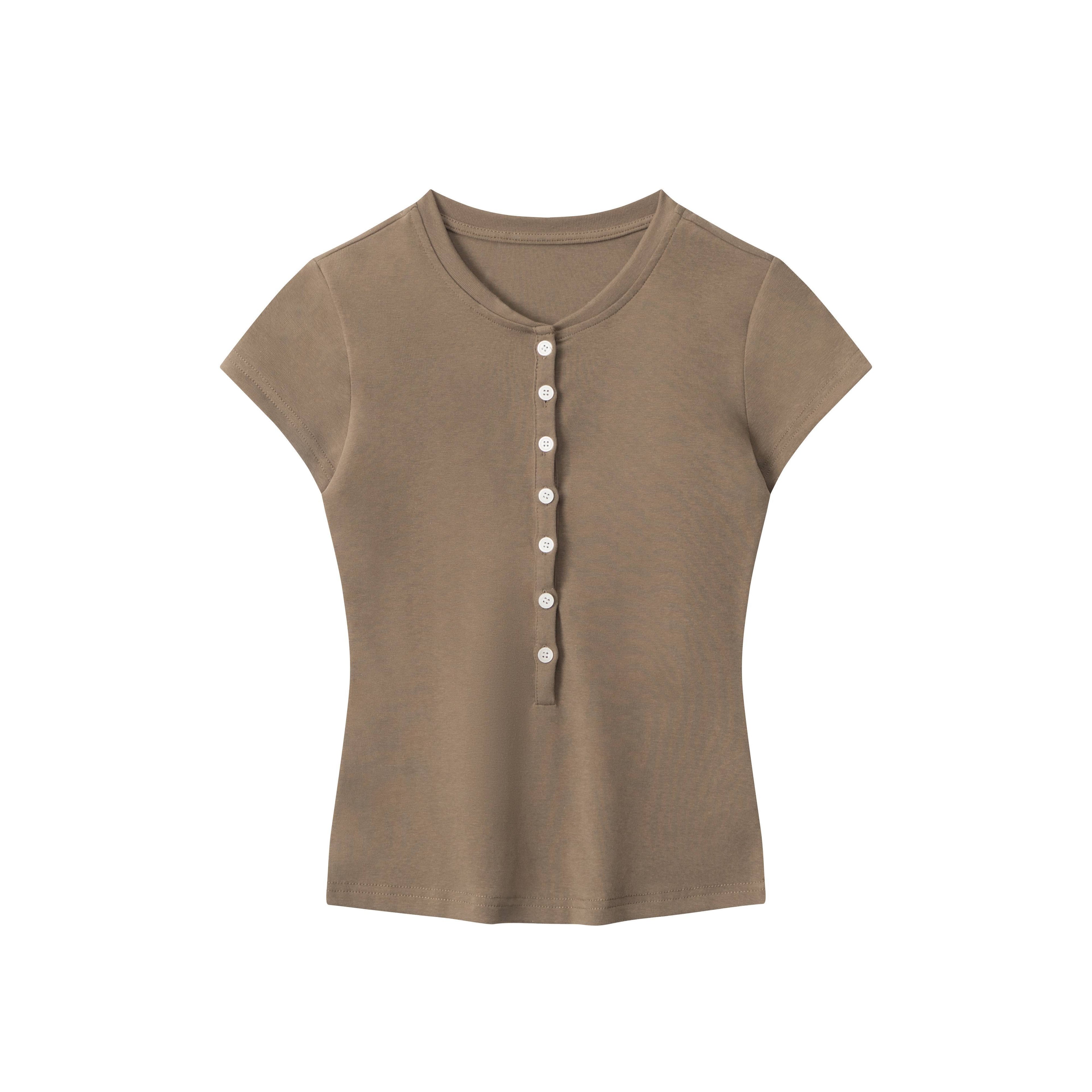 PoopyLii_Collegiate_Button_Front_Set_In_Shoulder_Cropped_Solid_Women's_Slim_T-shirts_898389421943_MISSTT