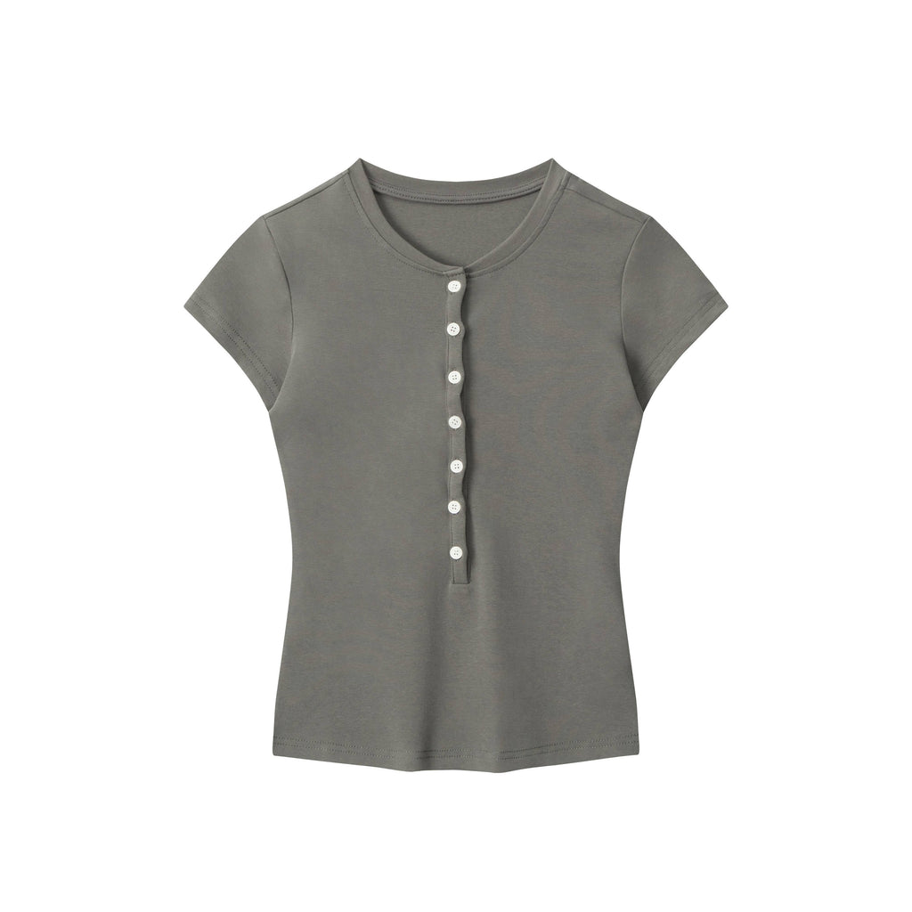 PoopyLii_Collegiate_Button_Front_Set_In_Shoulder_Cropped_Solid_Women's_Slim_T-shirts_898389421943_MISSTT