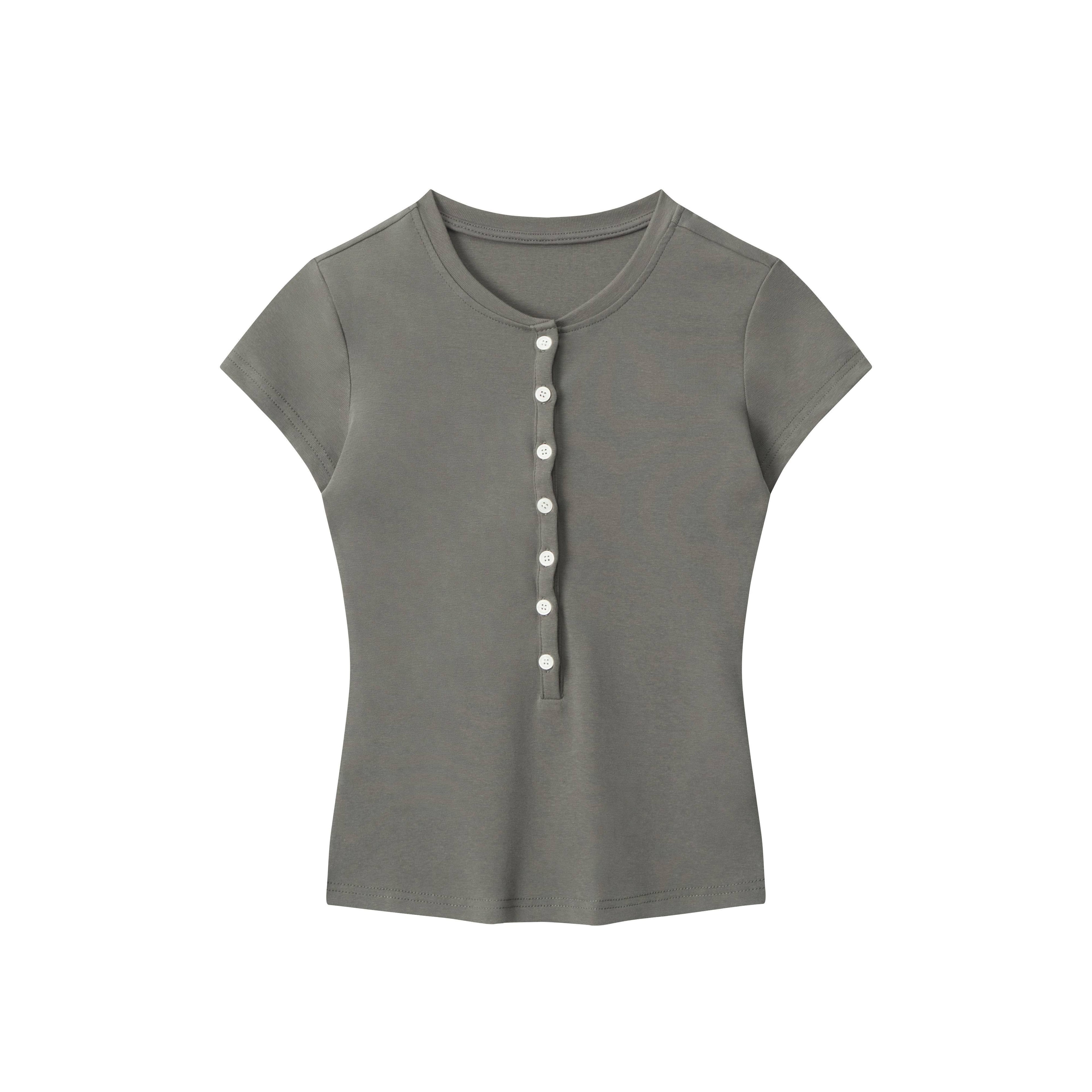 PoopyLii_Collegiate_Button_Front_Set_In_Shoulder_Cropped_Solid_Women's_Slim_T-shirts_898389421943_MISSTT