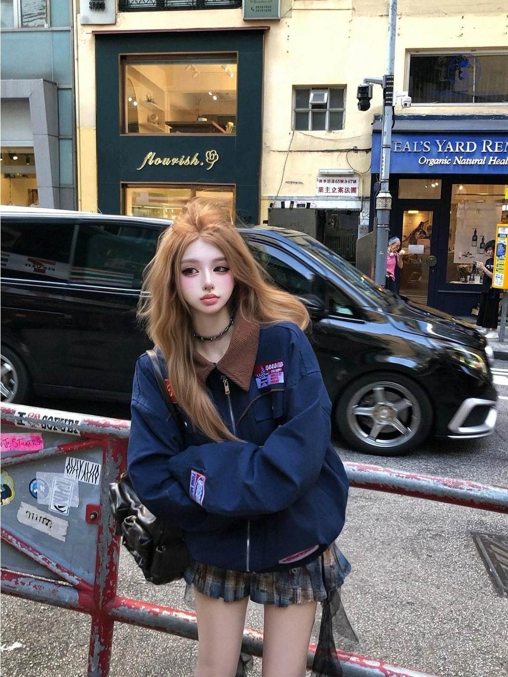 PoopyLii Colorblock Contrast Collar Oversized Retro Street Women's Varsity Jackets