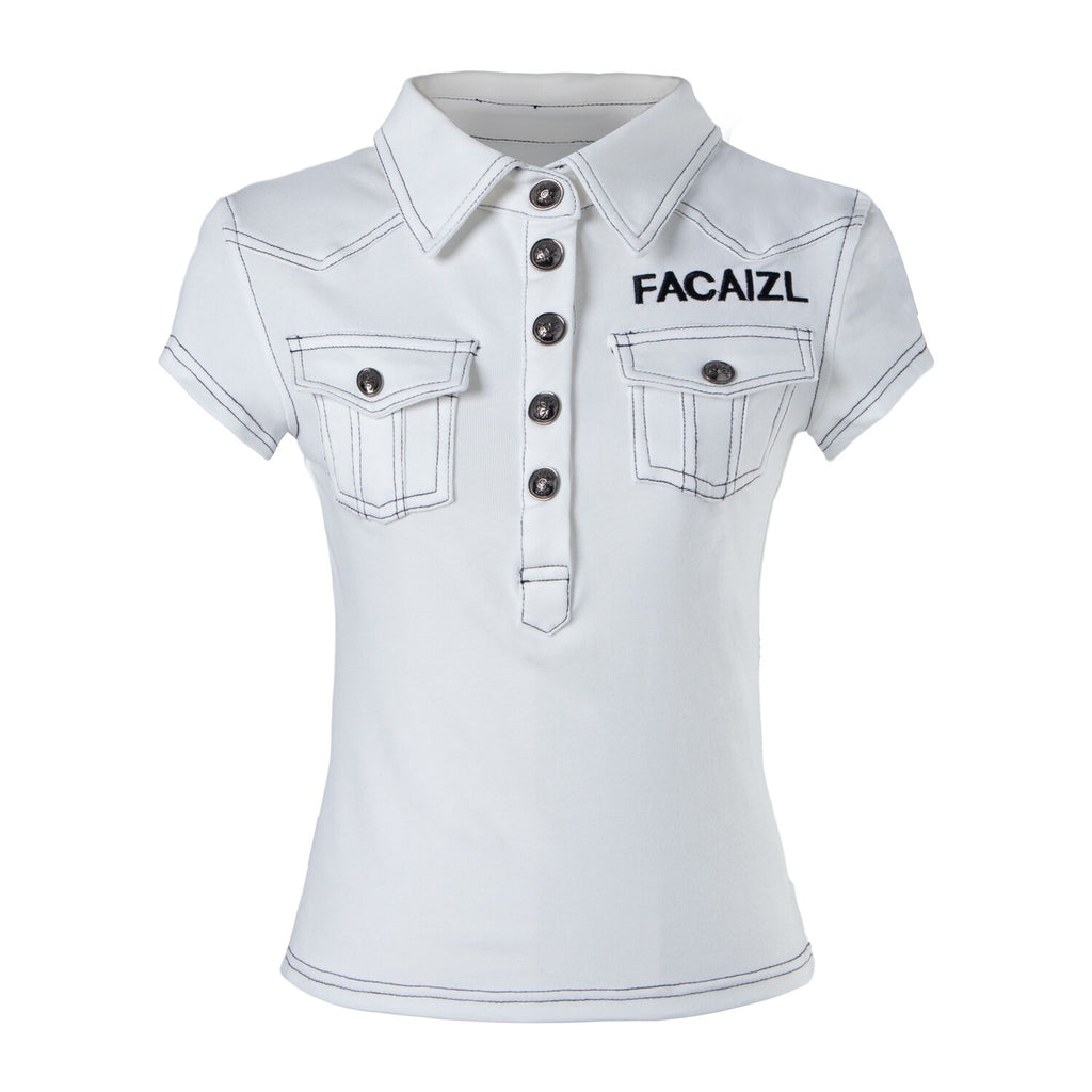 PoopyLii_Colorblock_Metal_Button_Collared_Exposed_Stitch_Fitted_Women's_Crop_Tops_1057132346000_MISSTT