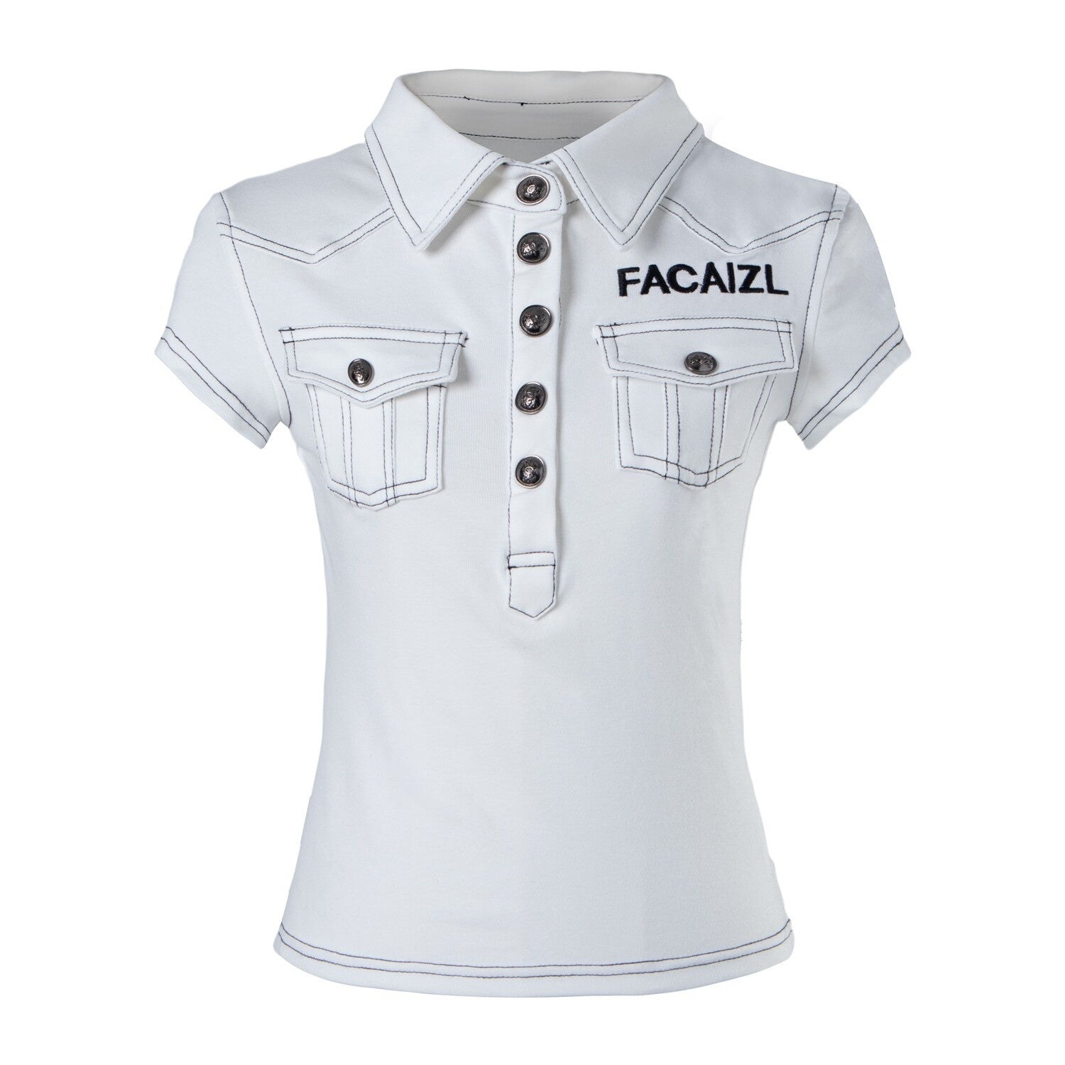 PoopyLii_Colorblock_Metal_Button_Collared_Exposed_Stitch_Fitted_Women's_Crop_Tops_1057132346000_MISSTT