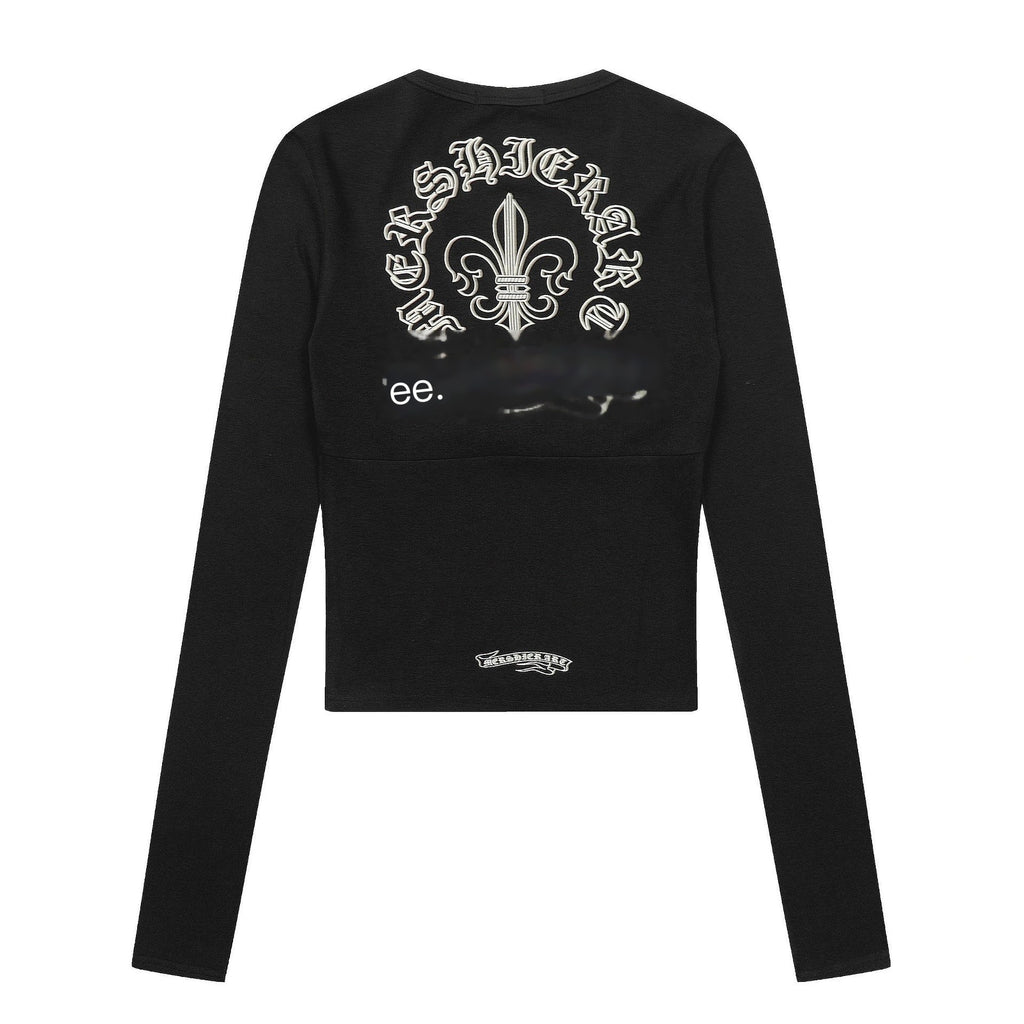PoopyLii_Cross_Print_V-neck_Slim_Fit_Knit_Women's_Long_Sleeve_T-shirts_984892573763_MISSTT