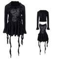 PoopyLii_Dark_Rustic_Ribbon_Strap_Asymmetric_Cardigan_Two_Piece_Women's_Slip_Mini_Dresses_993500265466_MISSTT