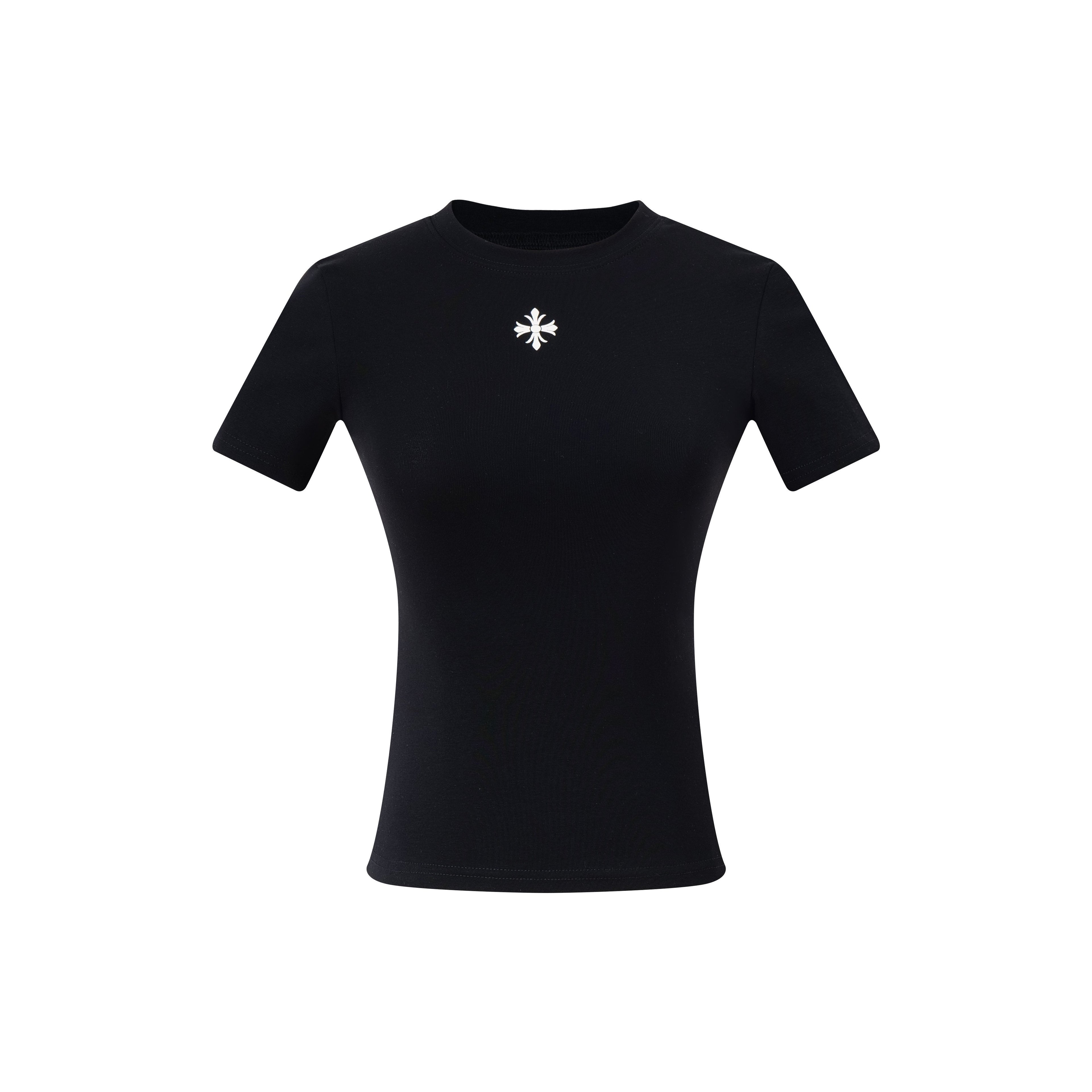 PoopyLii_Denim_Cross_Print_Cropped_Regular_Shoulder_Women's_Slim_T-shirts_939300049044_MISSTT