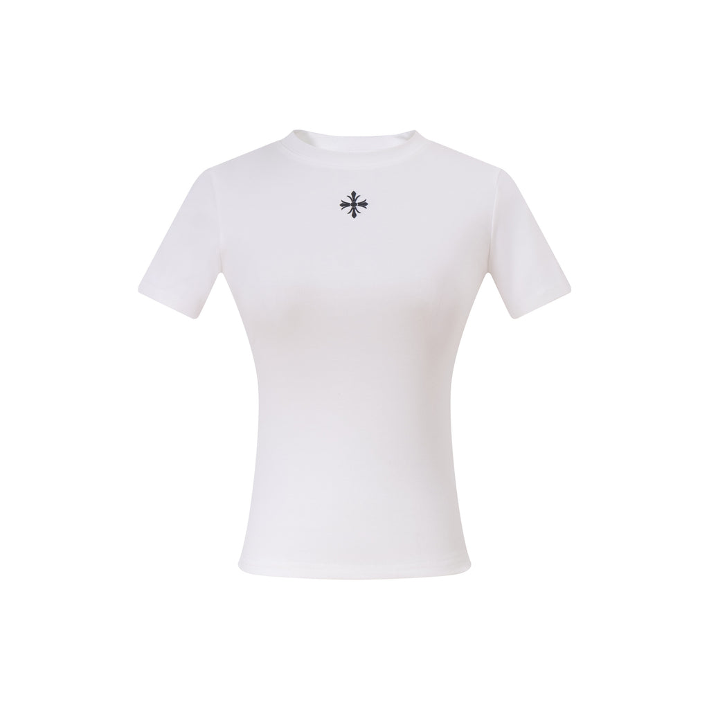 PoopyLii_Denim_Cross_Print_Cropped_Regular_Shoulder_Women's_Slim_T-shirts_939300049044_MISSTT