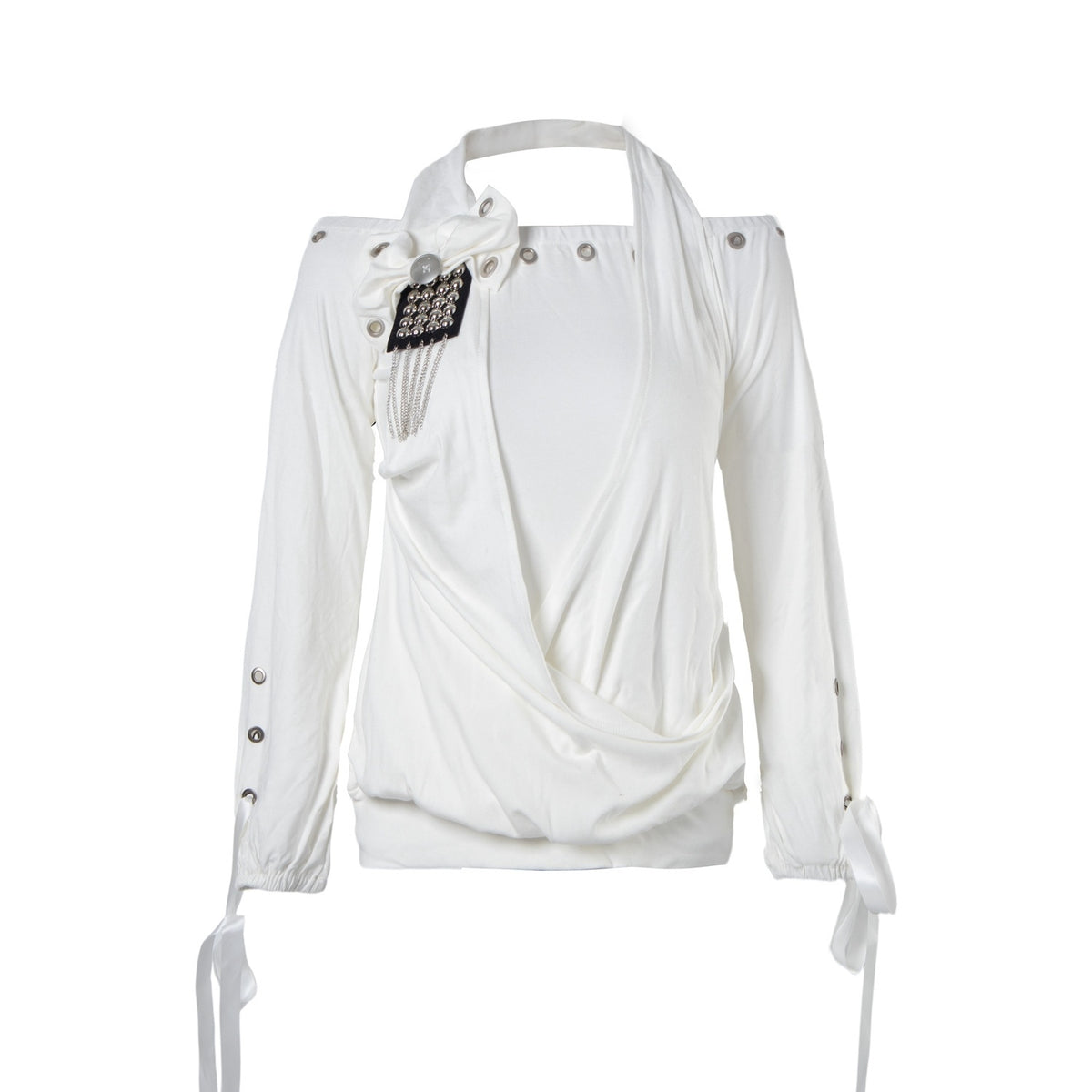 PoopyLii_Distressed_Draped_Off_Shoulder_Lace_Up_Waist_Cinched_Women's_Cotton_Long_Sleeve_T-shirts_1070540475576_MISSTT