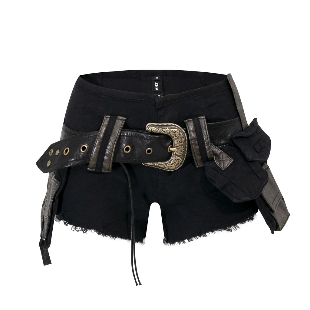 PoopyLii_Distressed_Raw_Hem_Low_Rise_Belted_Cargo_Women's_Denim_Shorts_1057996316055_MISSTT