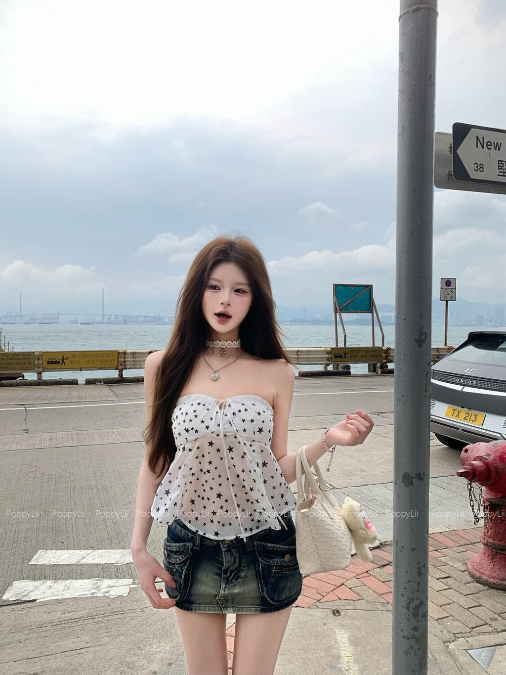 PoopyLii Distressed Slimming Hip Hugging Women's Denim Bodycon Skirts