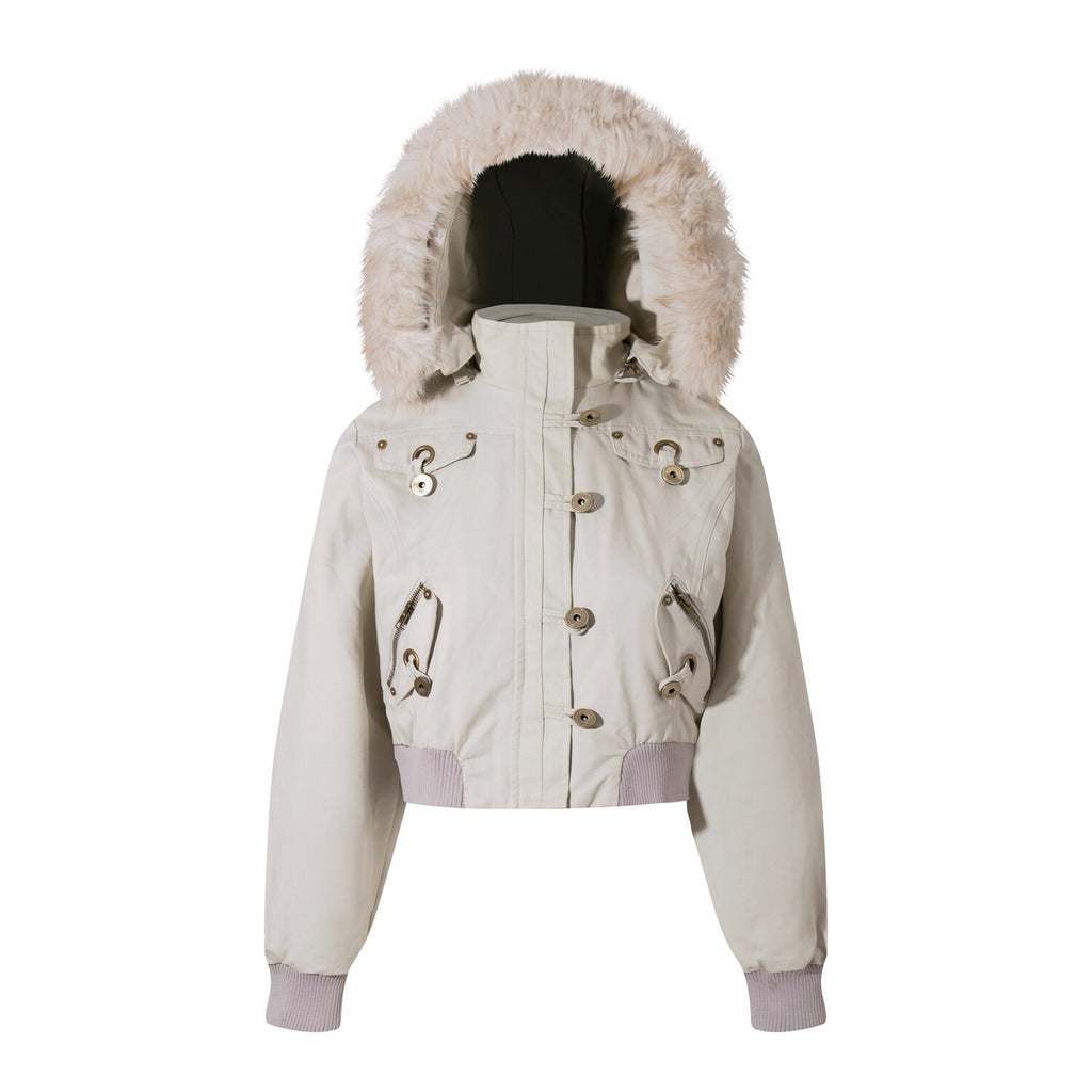 PoopyLii_Fur_Collar_Hooded_Button_Detail_Women's_Cotton_Puffer_Jackets_992134639847_MISSTT
